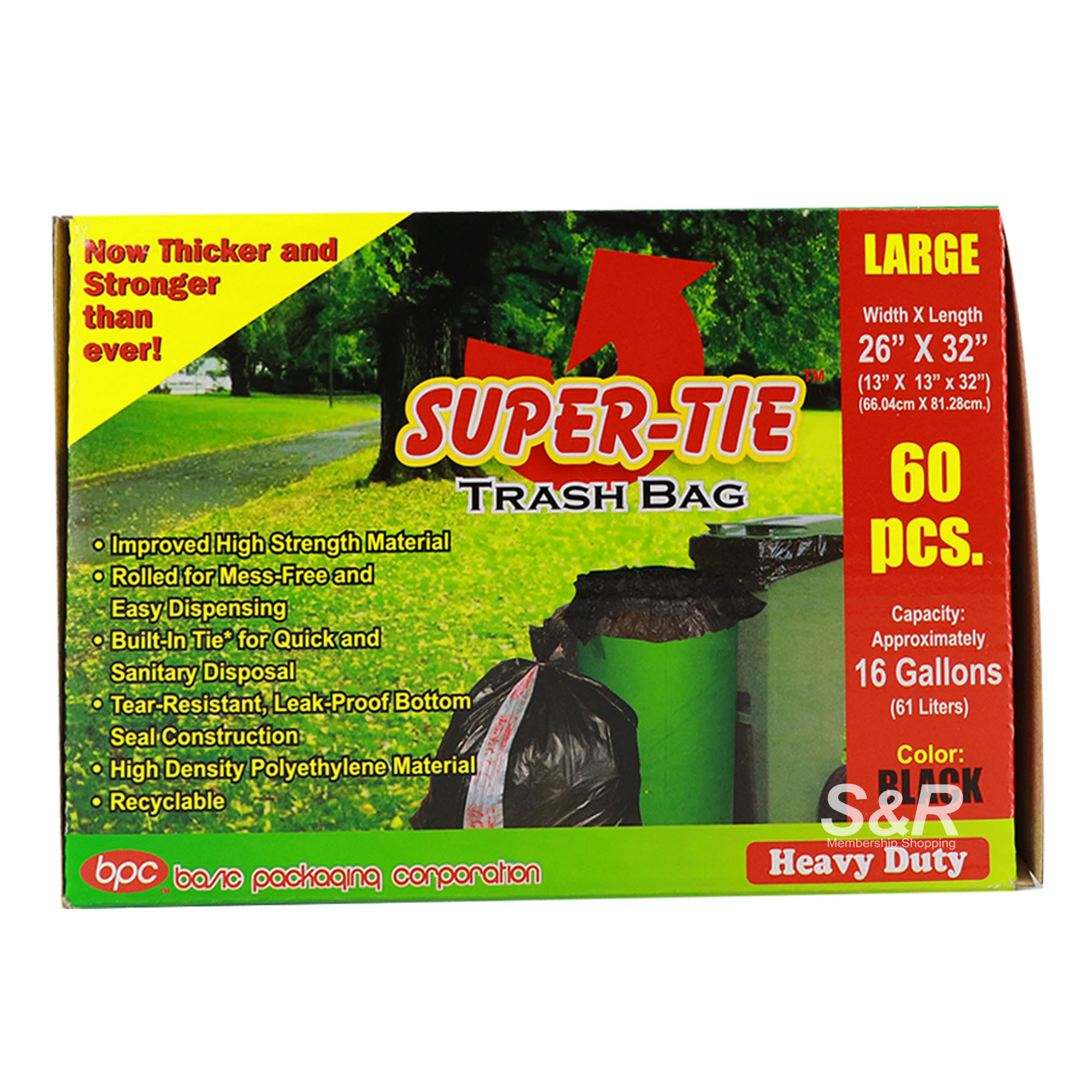 Super-Tie Trash Bag Large 60pcs